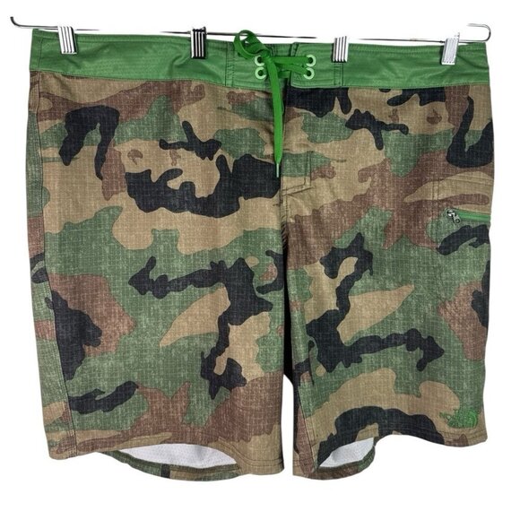 The North Face Men's 40 Cargo Ripstop Camo Hybrid shorts Green Brown EUC - Picture 1 of 11
